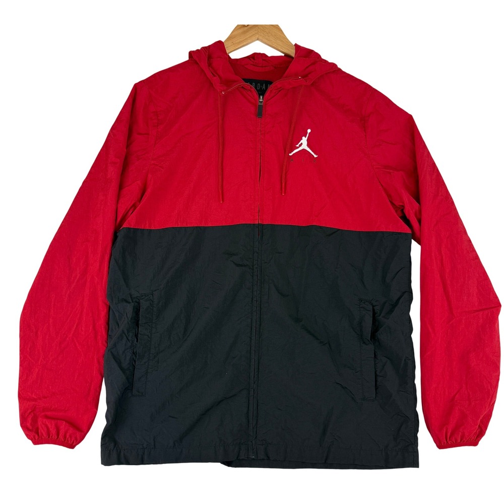 Jordan Windbreaker Jacket Mens Small Red Black Jumpman Air AJ0803-687